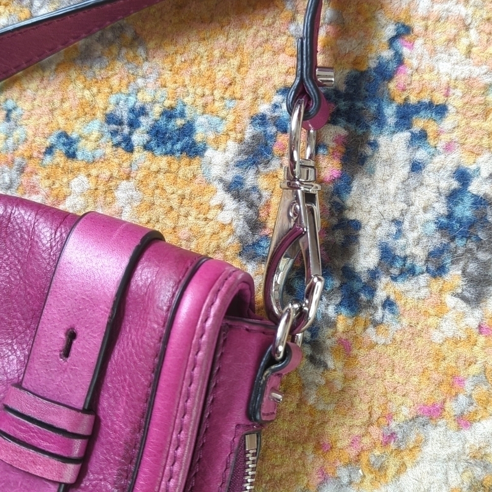 She + Lo Unchartered Leather Mini Crossbody Saddle Bag Plum Purple - Picture 5 of 16